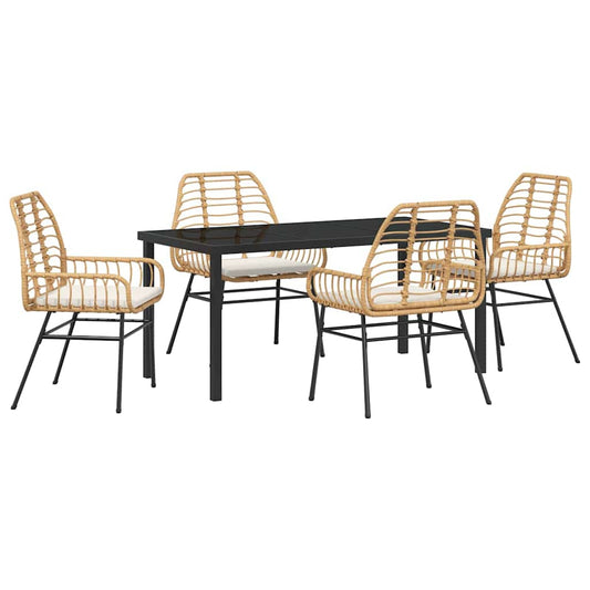 Garten Essgruppe 5 pcs Braun Poly-Rattan