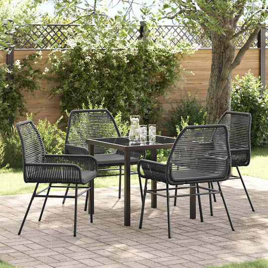 Garten Essgruppe 5 pcs Schwarz Poly-Rattan