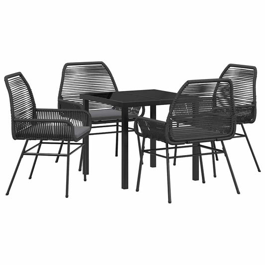 Garten Essgruppe 5 pcs Schwarz Poly-Rattan