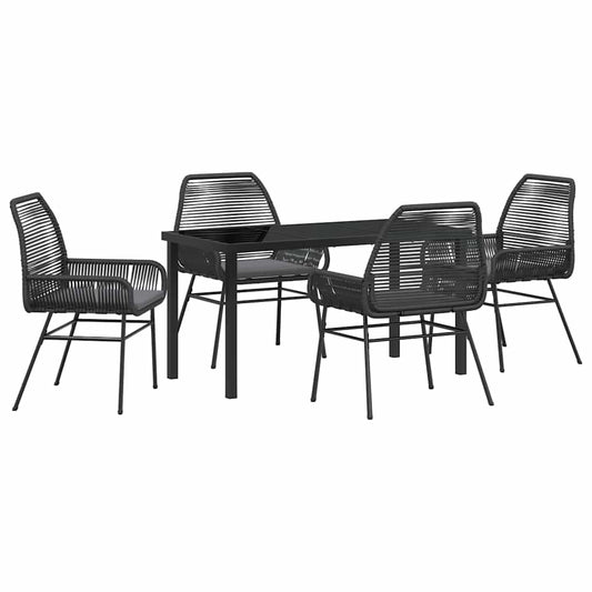 Garten Essgruppe 5 pcs Schwarz Poly-Rattan