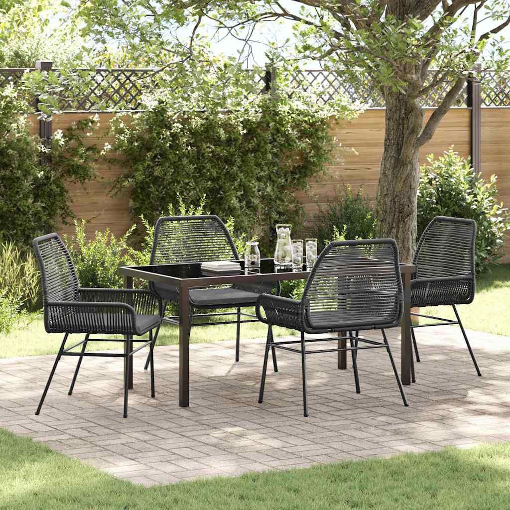 Garten Essgruppe 5 pcs Schwarz Poly-Rattan