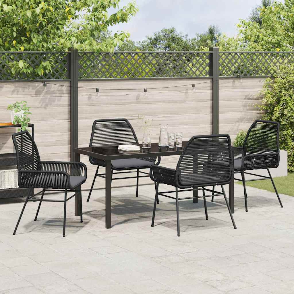 Garten Essgruppe 5 pcs Schwarz Poly-Rattan