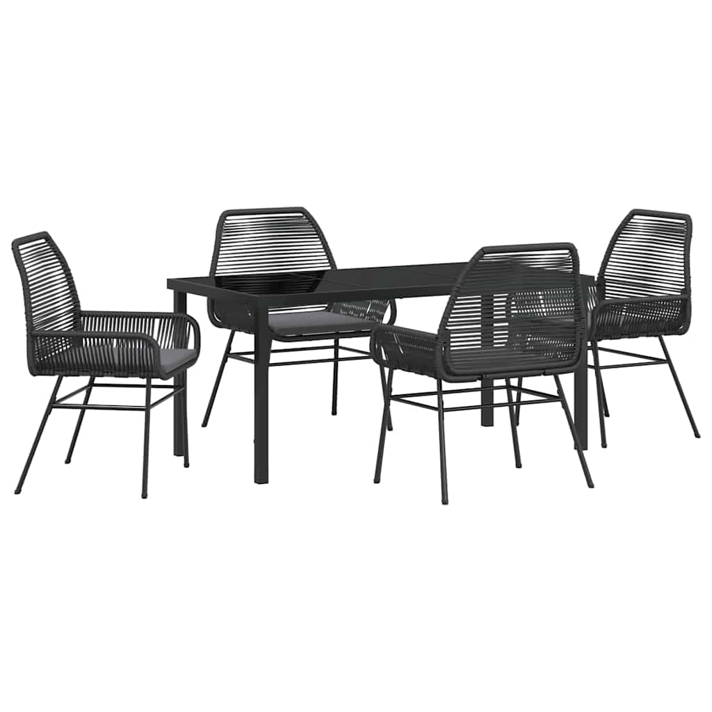 Garten Essgruppe 5 pcs Schwarz Poly-Rattan