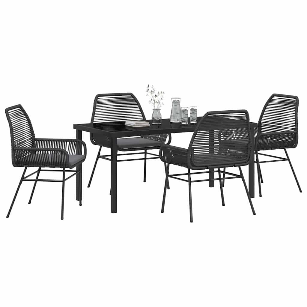 Garten Essgruppe 5 pcs Schwarz Poly-Rattan