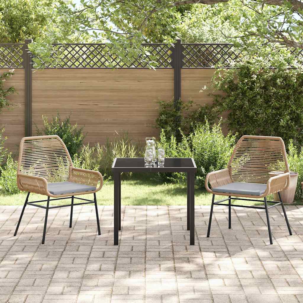 Garten Essgruppe 3 pcs Braun Poly-Rattan
