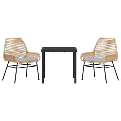 Garten Essgruppe 3 pcs Braun Poly-Rattan