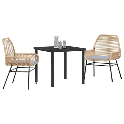 Garten Essgruppe 3 pcs Braun Poly-Rattan