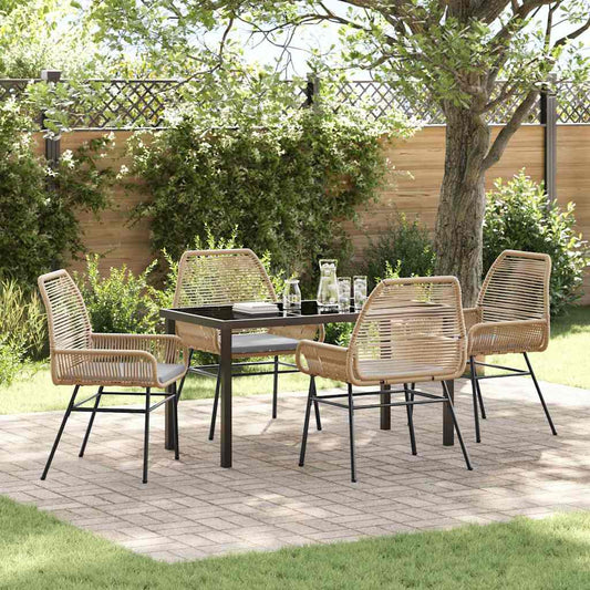 Garten Essgruppe 5 pcs Braun Poly-Rattan