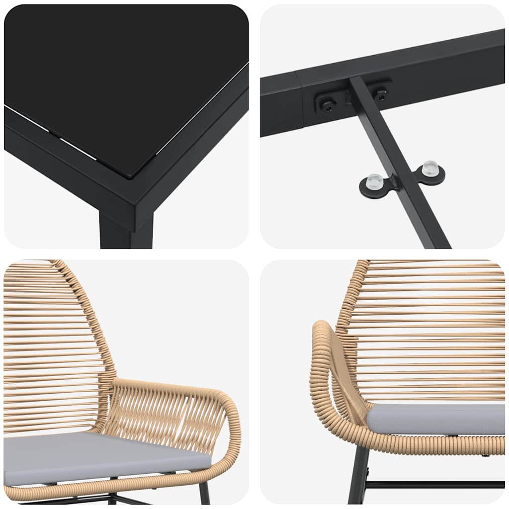 Garten Essgruppe 5 pcs Braun Poly-Rattan