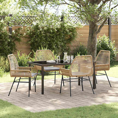Garten Essgruppe 5 pcs Braun Poly-Rattan