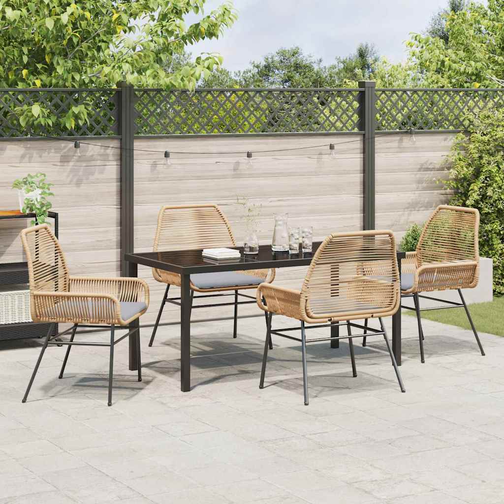 Garten Essgruppe 5 pcs Braun Poly-Rattan