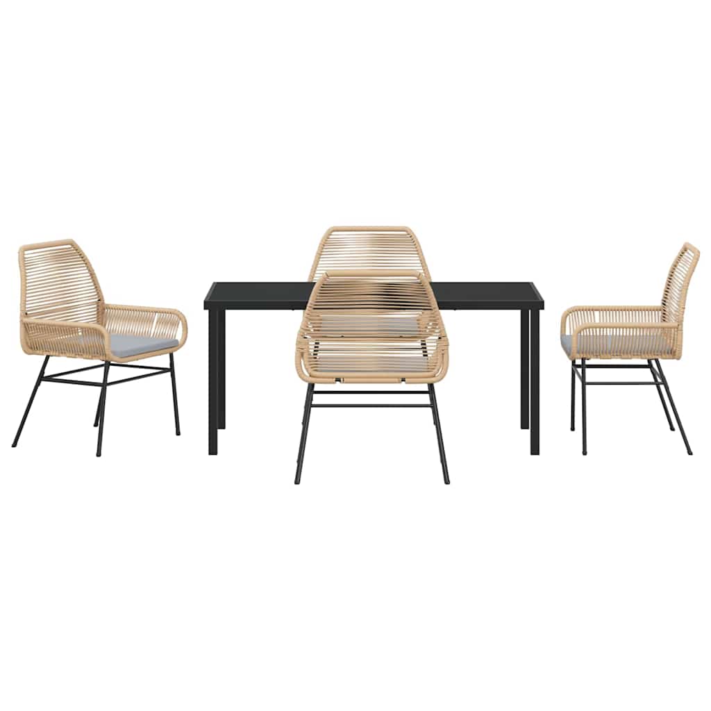 Garten Essgruppe 5 pcs Braun Poly-Rattan