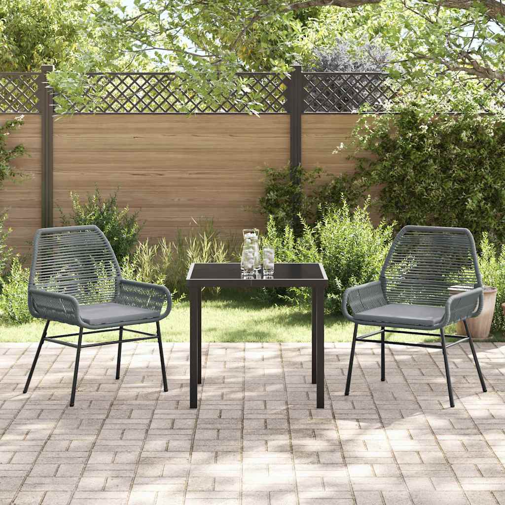 Garten Essgruppe 3 pcs Grau Poly-Rattan