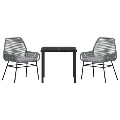 Garten Essgruppe 3 pcs Grau Poly-Rattan