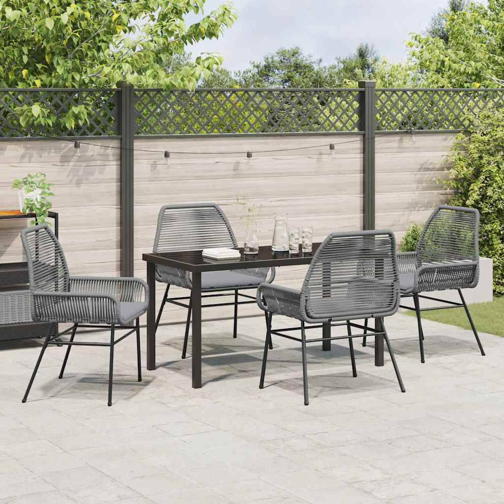 Garten Essgruppe 5 pcs Grau Poly-Rattan