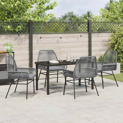 Garten Essgruppe 5 pcs Grau Poly-Rattan