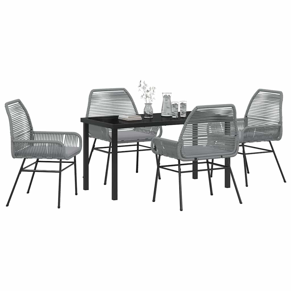 Garten Essgruppe 5 pcs Grau Poly-Rattan