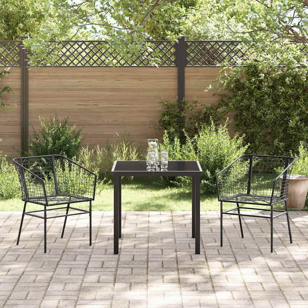 Garten Essgruppe 3 pcs Schwarz Poly-Rattan