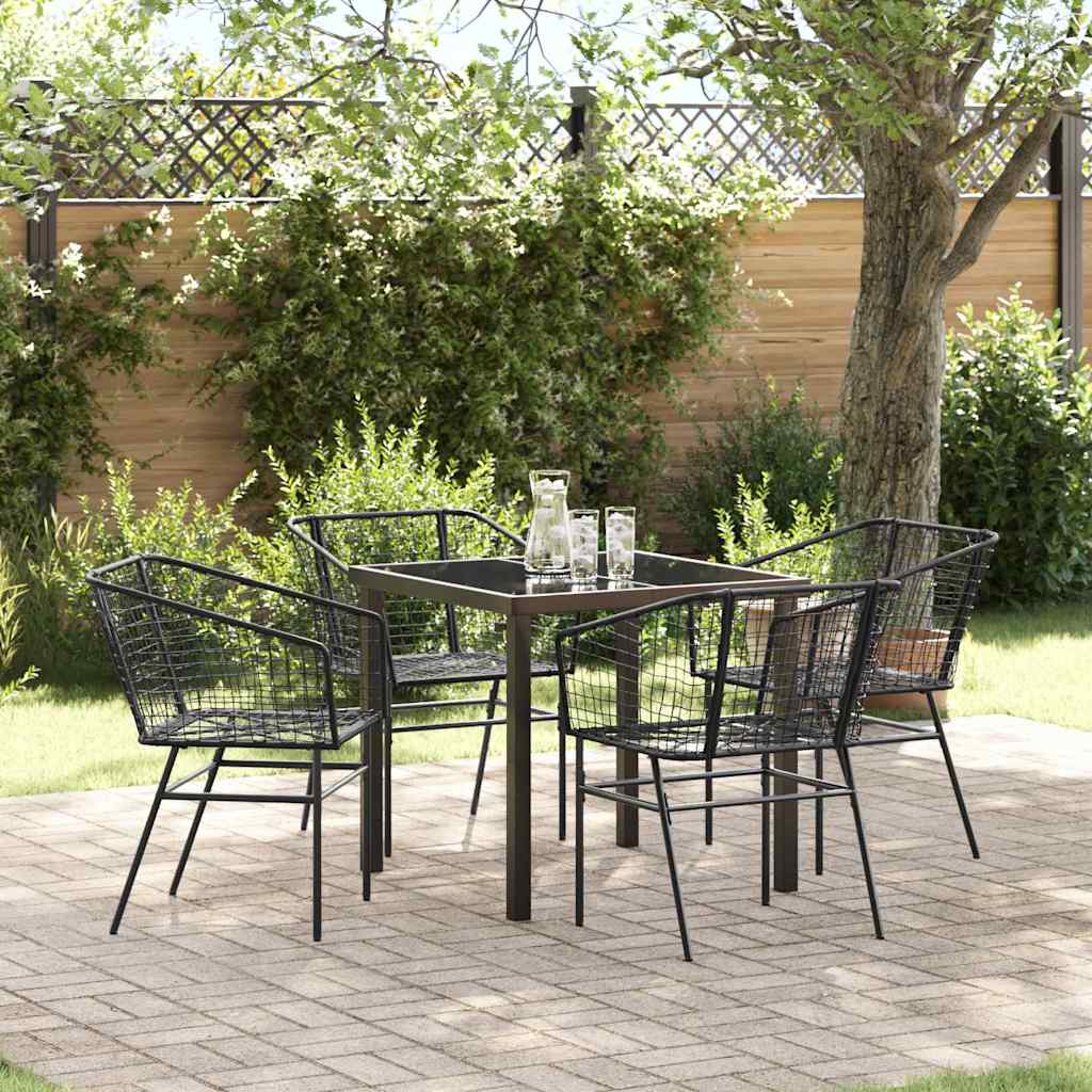 Garten Essgruppe 5 pcs Schwarz Poly-Rattan
