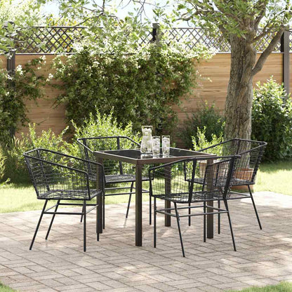 Garten Essgruppe 5 pcs Schwarz Poly-Rattan