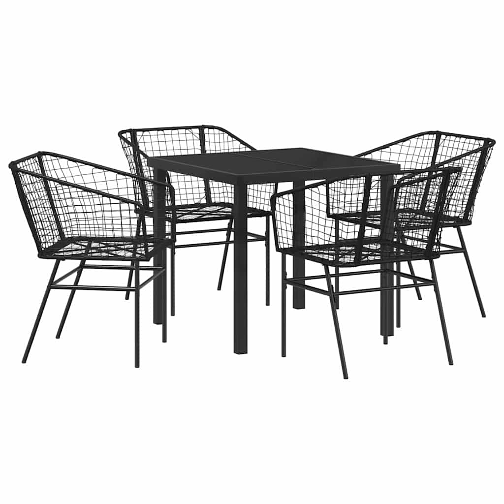 Garten Essgruppe 5 pcs Schwarz Poly-Rattan