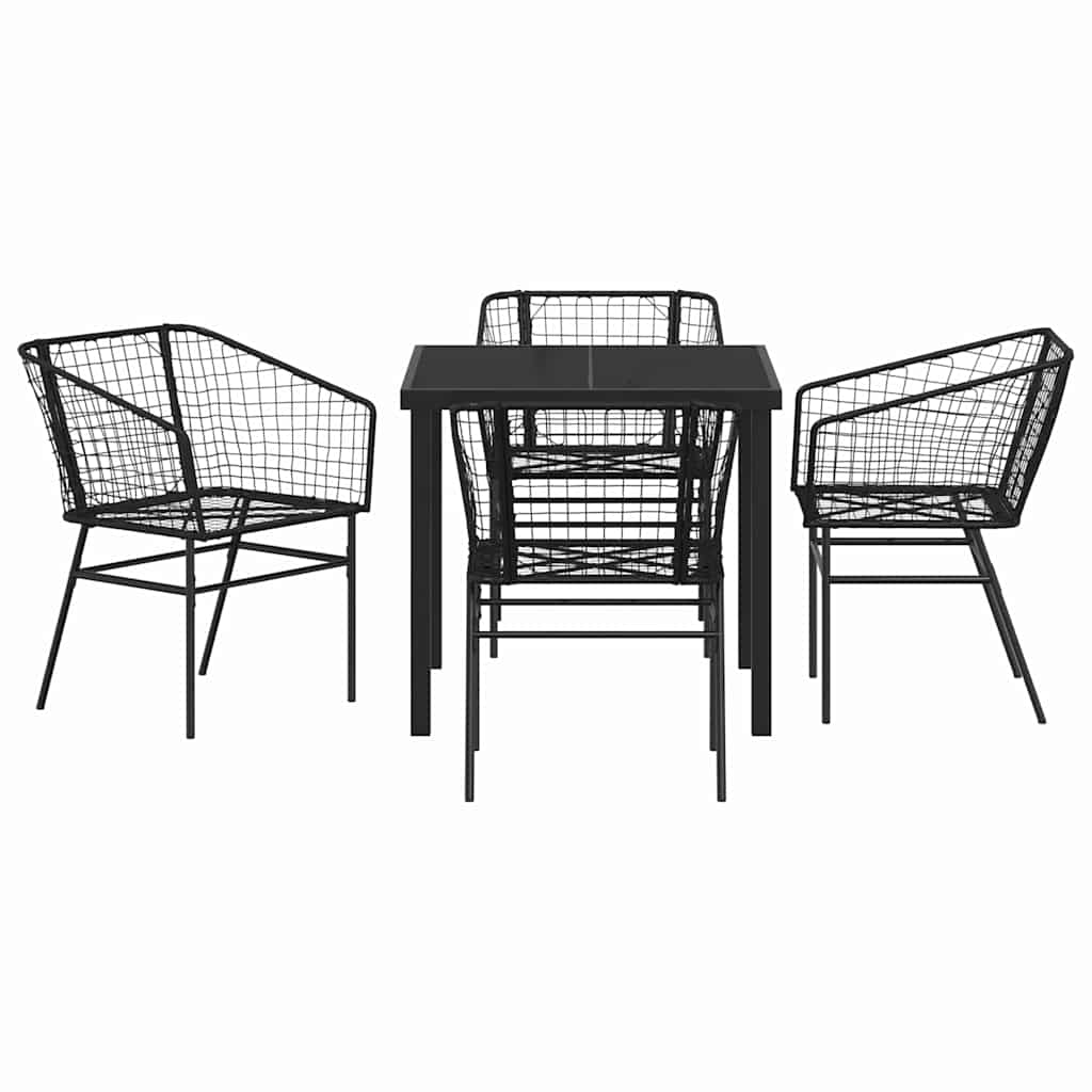 Garten Essgruppe 5 pcs Schwarz Poly-Rattan