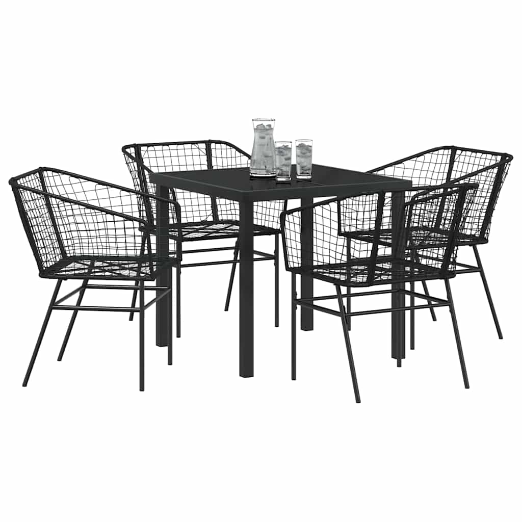 Garten Essgruppe 5 pcs Schwarz Poly-Rattan