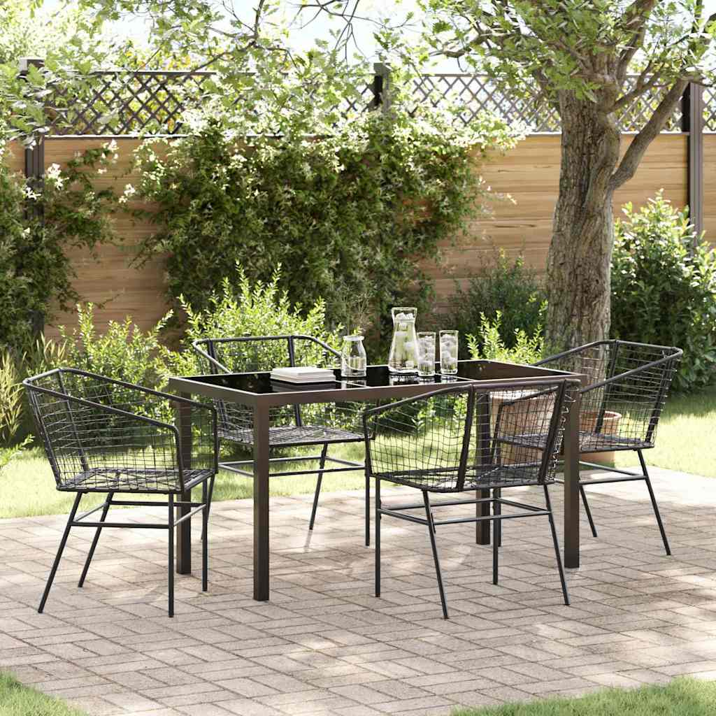 Garten Essgruppe 5 pcs Schwarz Poly-Rattan