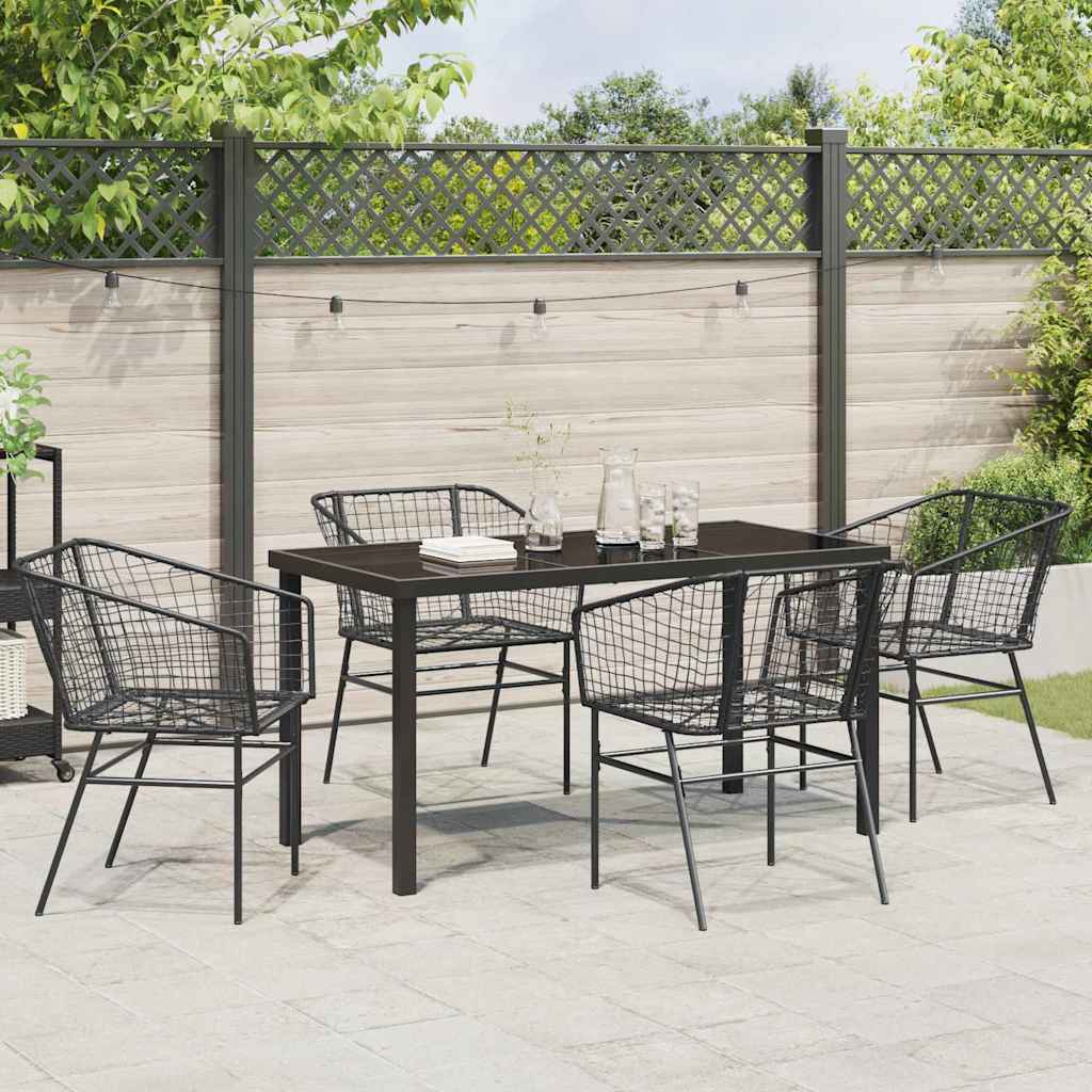 Garten Essgruppe 5 pcs Schwarz Poly-Rattan