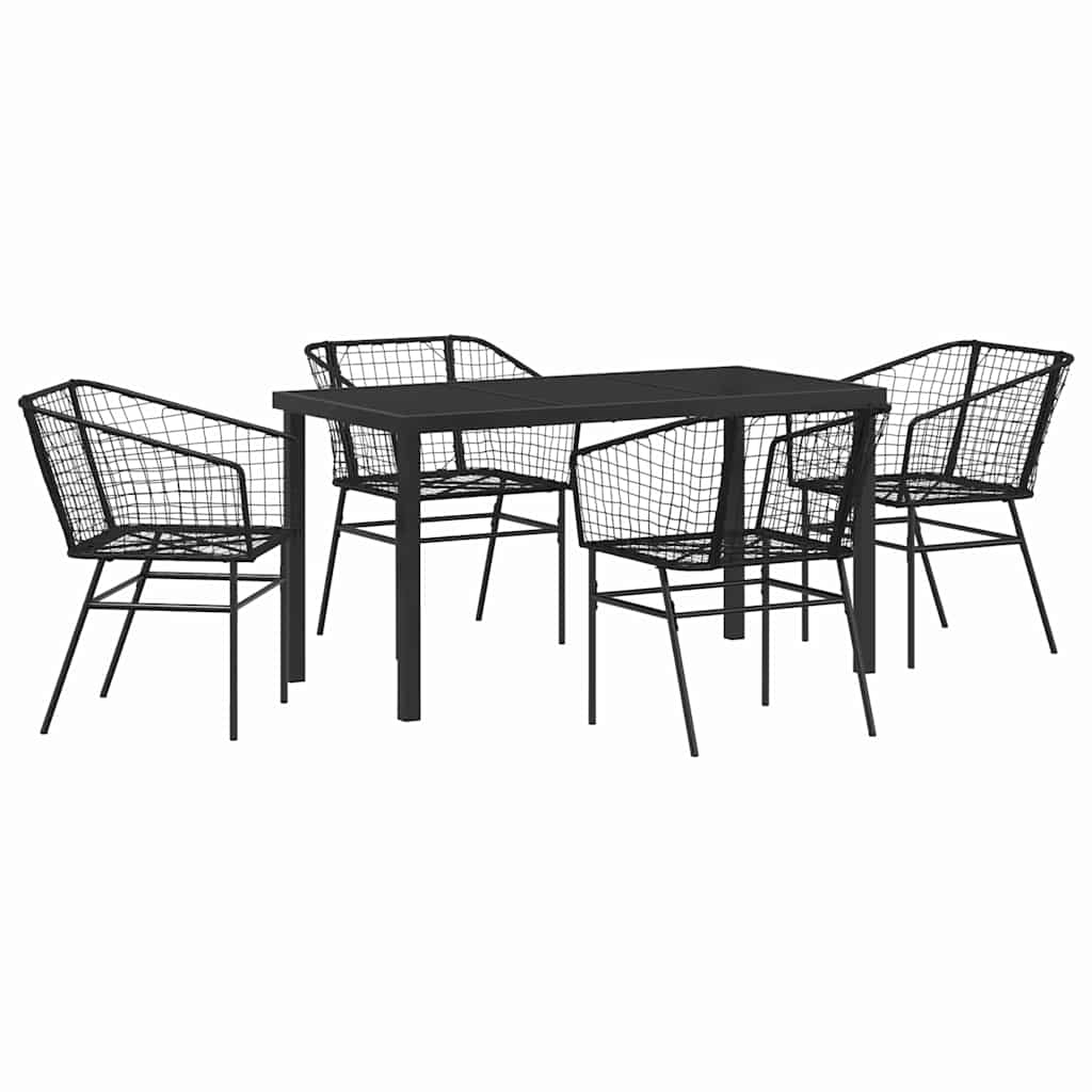 Garten Essgruppe 5 pcs Schwarz Poly-Rattan