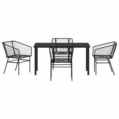 Garten Essgruppe 5 pcs Schwarz Poly-Rattan