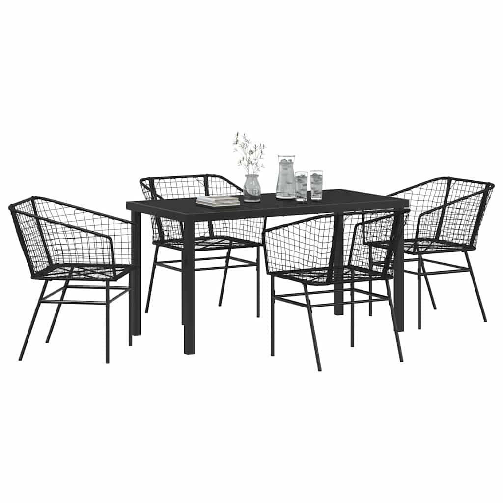 Garten Essgruppe 5 pcs Schwarz Poly-Rattan