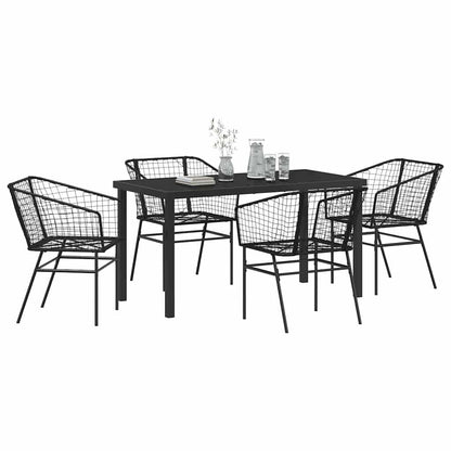Garten Essgruppe 5 pcs Schwarz Poly-Rattan