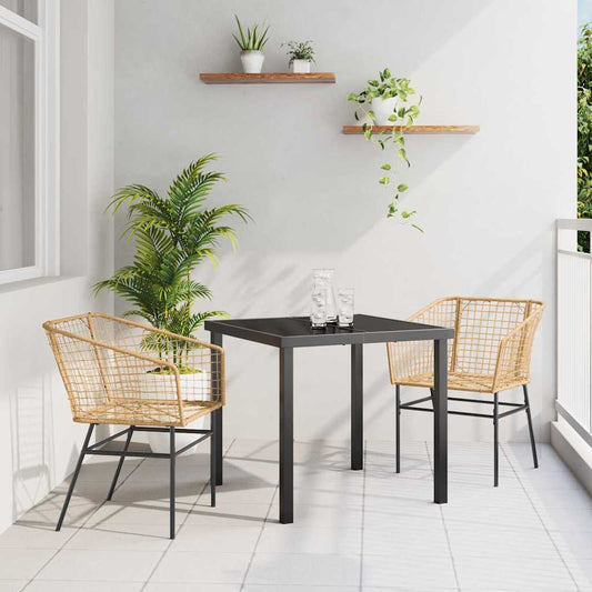 Garten Essgruppe 3 pcs Braun Poly-Rattan