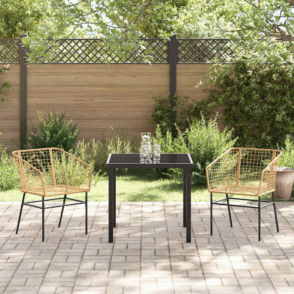 Garten Essgruppe 3 pcs Braun Poly-Rattan