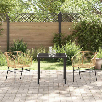 Garten Essgruppe 3 pcs Braun Poly-Rattan