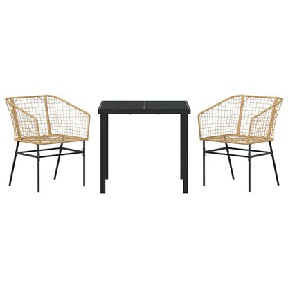 Garten Essgruppe 3 pcs Braun Poly-Rattan