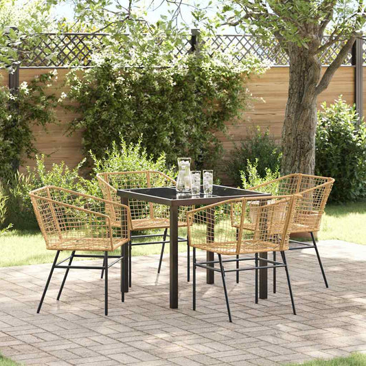 Garten Essgruppe 5 pcs Braun Poly-Rattan