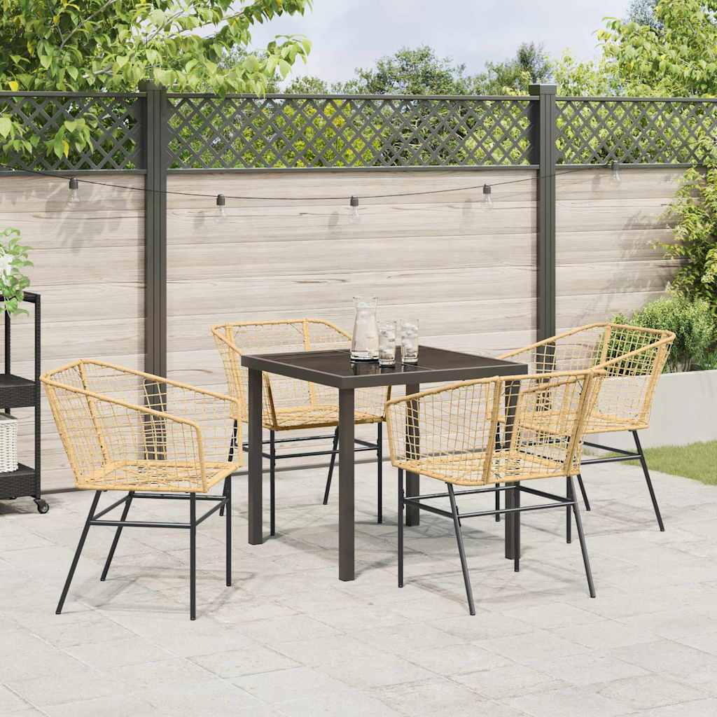 Garten Essgruppe 5 pcs Braun Poly-Rattan
