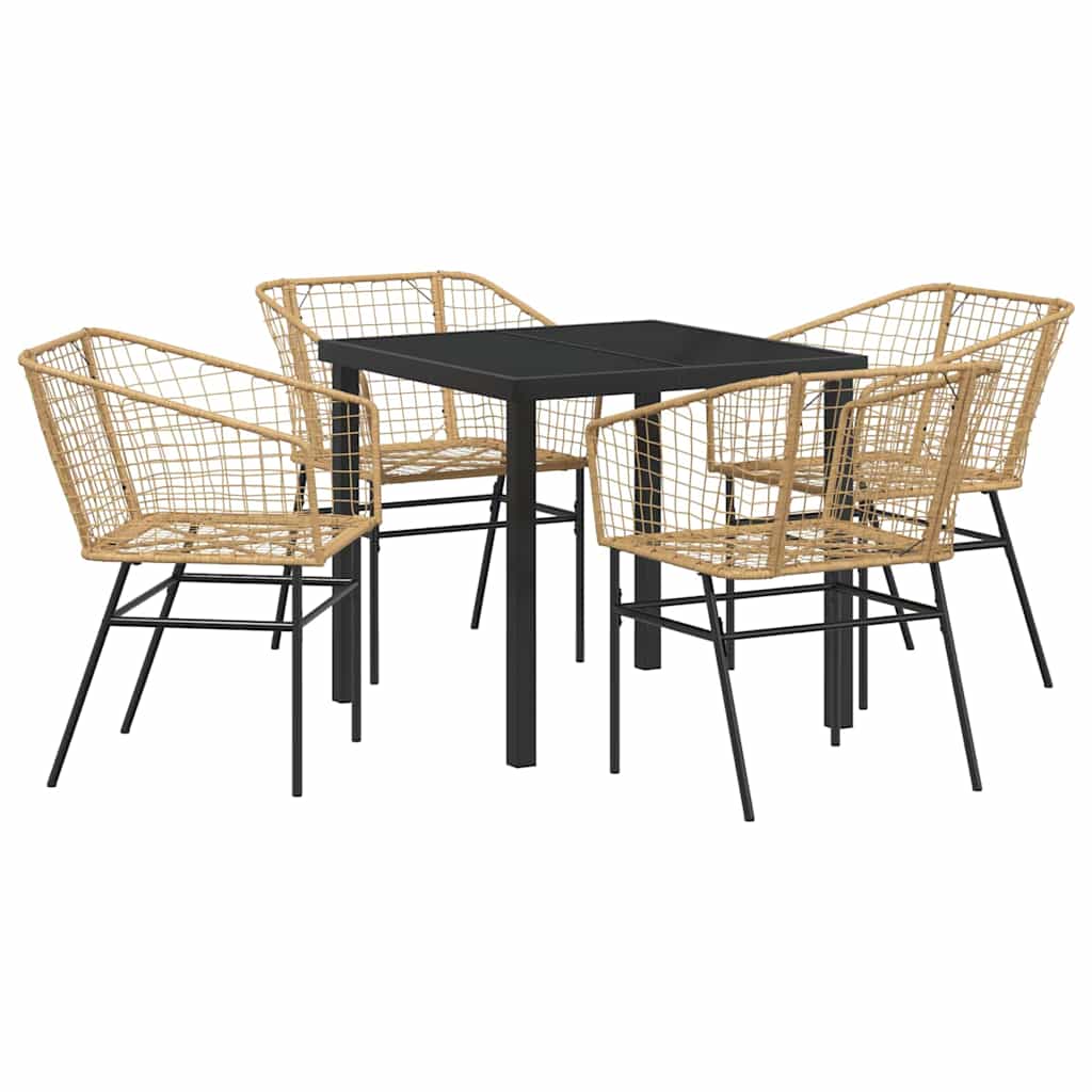 Garten Essgruppe 5 pcs Braun Poly-Rattan