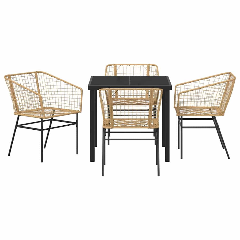 Garten Essgruppe 5 pcs Braun Poly-Rattan