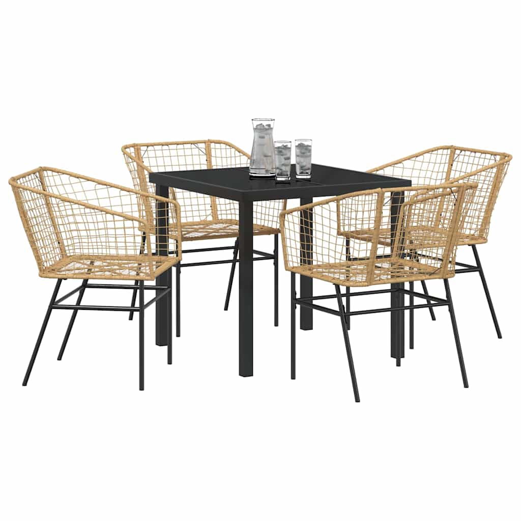 Garten Essgruppe 5 pcs Braun Poly-Rattan