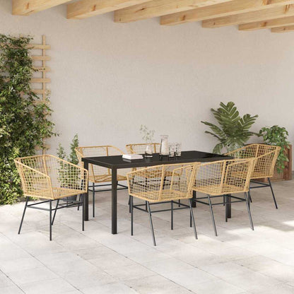 Garten Essgruppe 7 pcs Braun Poly-Rattan