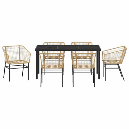Garten Essgruppe 7 pcs Braun Poly-Rattan