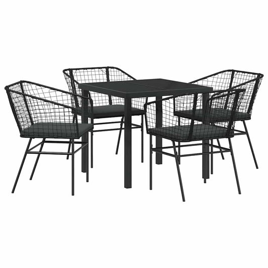 Garten Essgruppe 5 pcs Schwarz Poly-Rattan