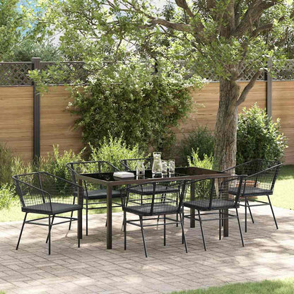 Garten Essgruppe 7 pcs Schwarz Poly-Rattan