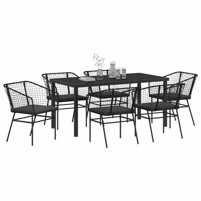 Garten Essgruppe 7 pcs Schwarz Poly-Rattan