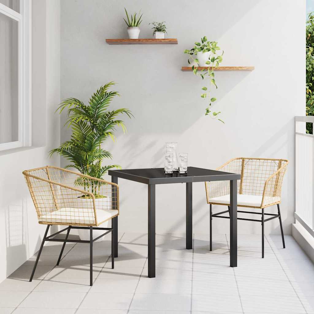 Garten Essgruppe 3 pcs Braun Poly-Rattan