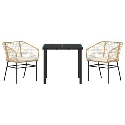 Garten Essgruppe 3 pcs Braun Poly-Rattan