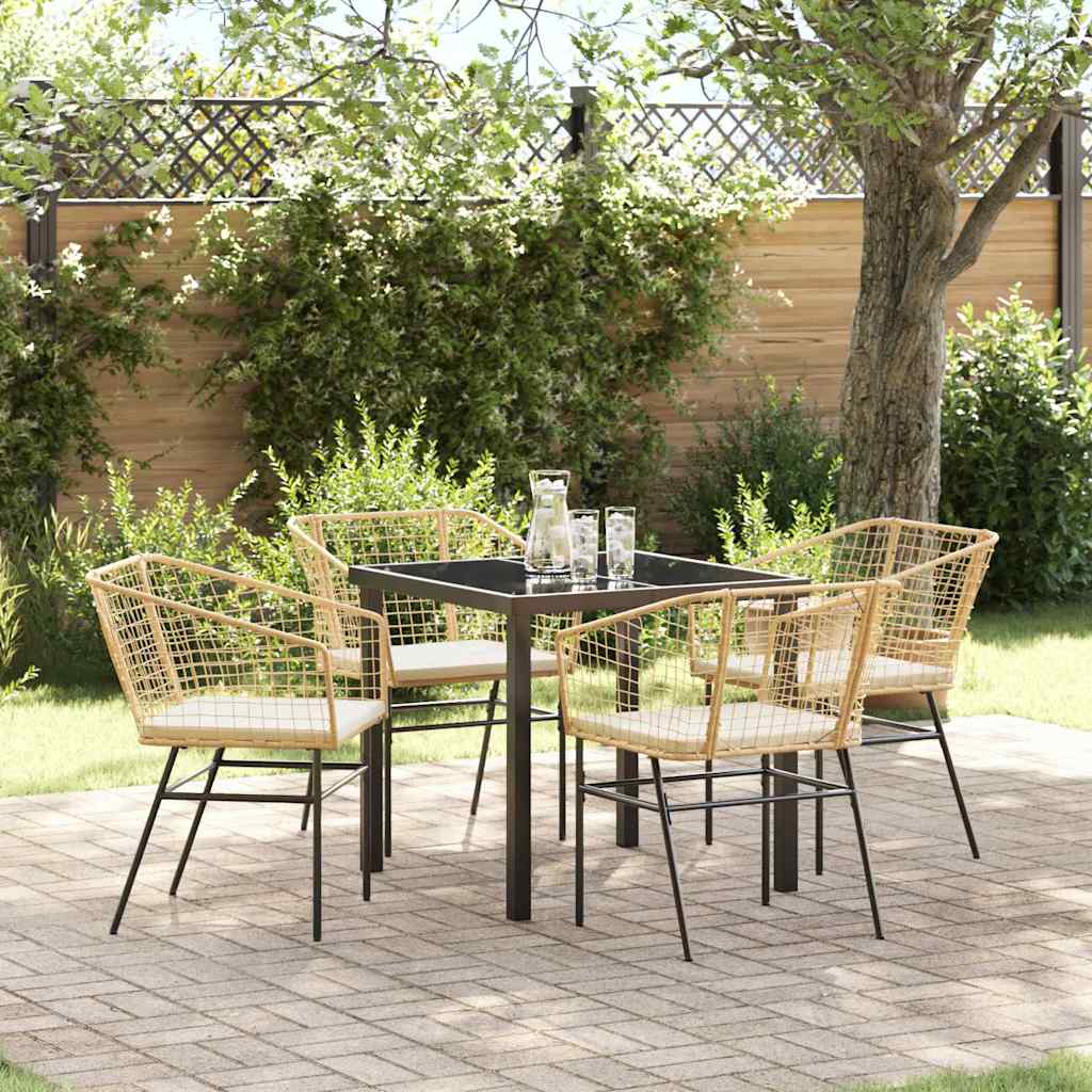 Garten Essgruppe 5 pcs Braun Poly-Rattan